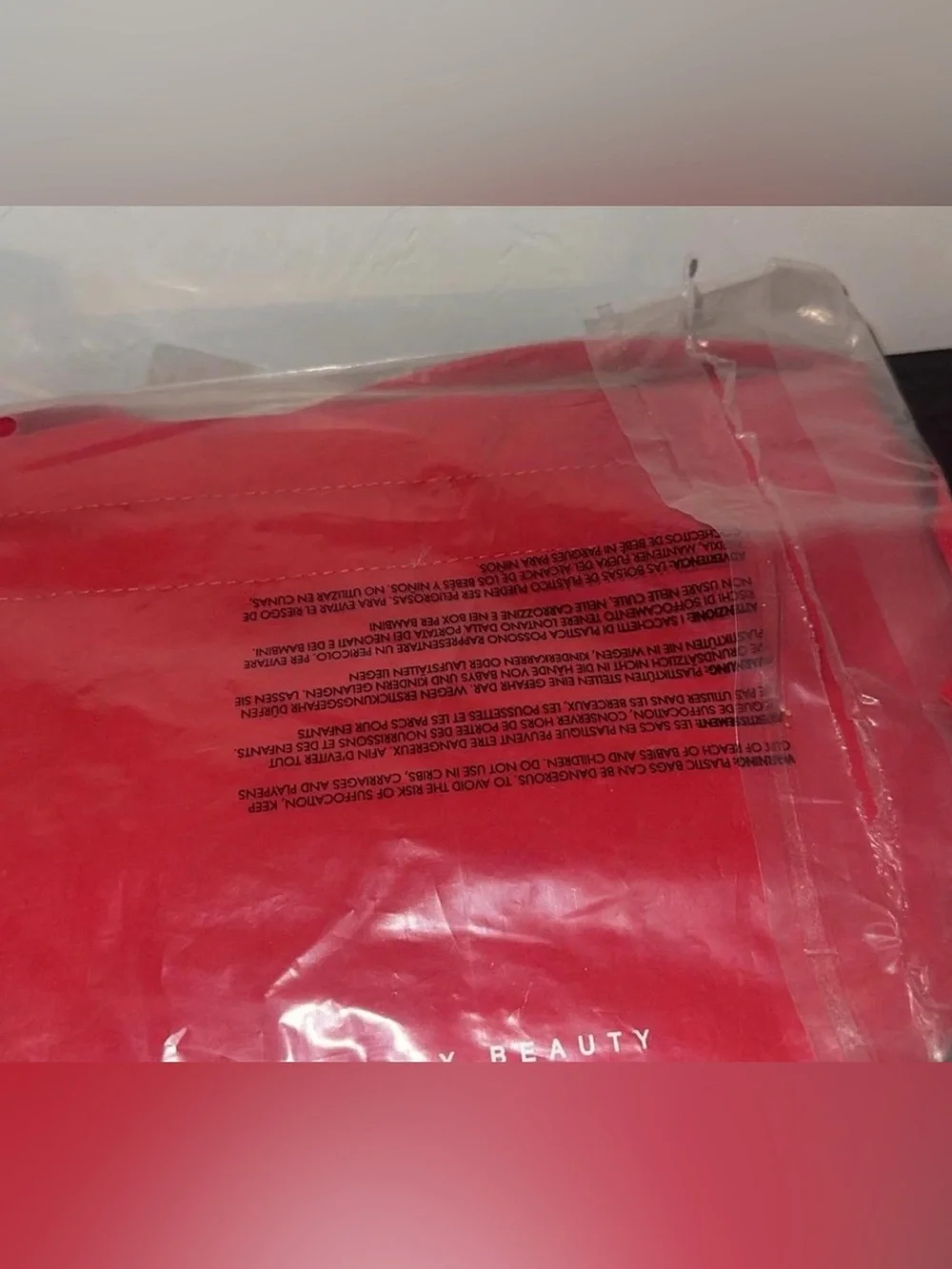 Fenty Beauty Red Drawstring Cosmetic Pouch